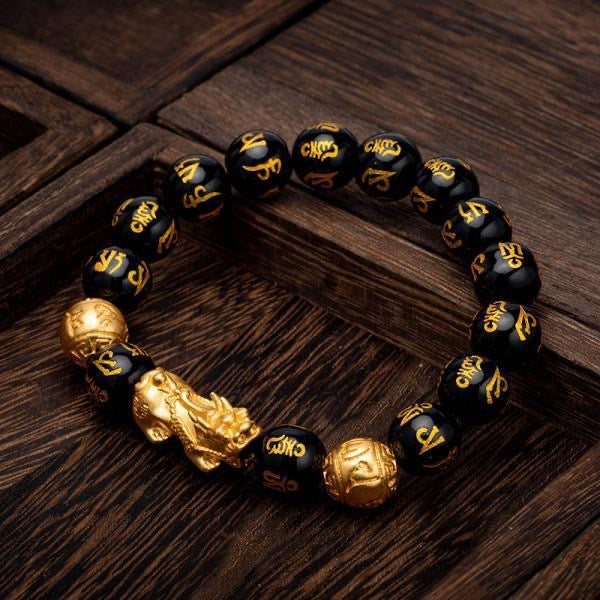 SSFH Golden Fortune – Pi Xiu Wealth Bracelet | Gold-Tone Beads | Women’s Abundance Jewelry