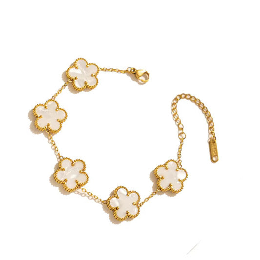 SSFH Clover Glow – 5-Leaf Clover Bracelet | Stainless Steel Gold or Silver | Women’s Luck Jewelry