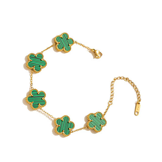 SSFH Clover Glow – 5-Leaf Clover Bracelet | Stainless Steel Gold or Silver | Women’s Luck Jewelry