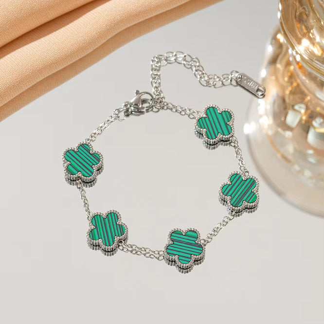 SSFH Clover Glow – 5-Leaf Clover Bracelet | Stainless Steel Gold or Silver | Women’s Luck Jewelry