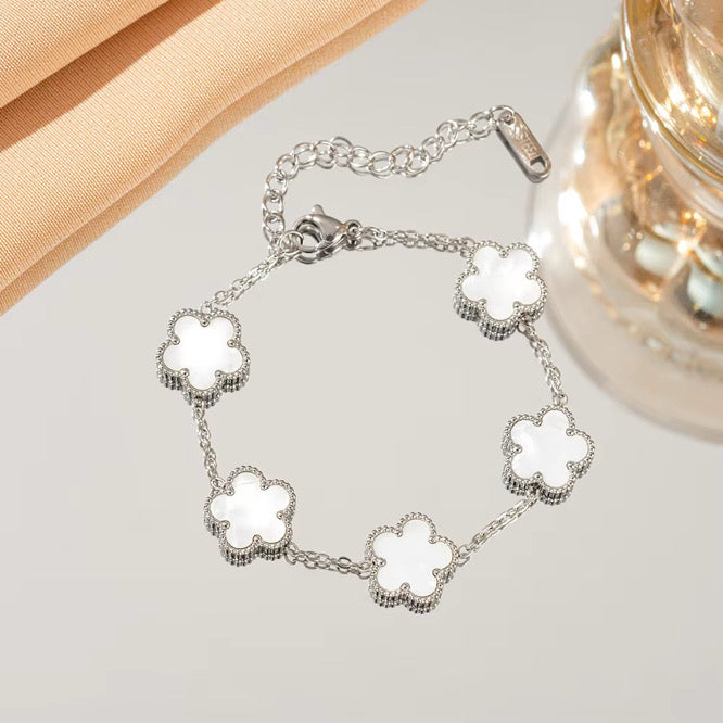 SSFH Clover Glow – 5-Leaf Clover Bracelet | Stainless Steel Gold or Silver | Women’s Luck Jewelry
