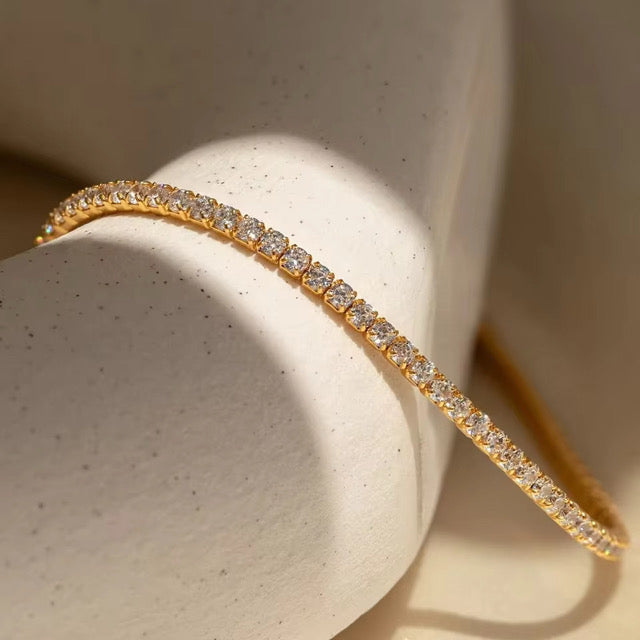 SSFH Golden Radiance – Gold Tennis Bracelet | Stainless Steel | Adjustable Fit Jewelry