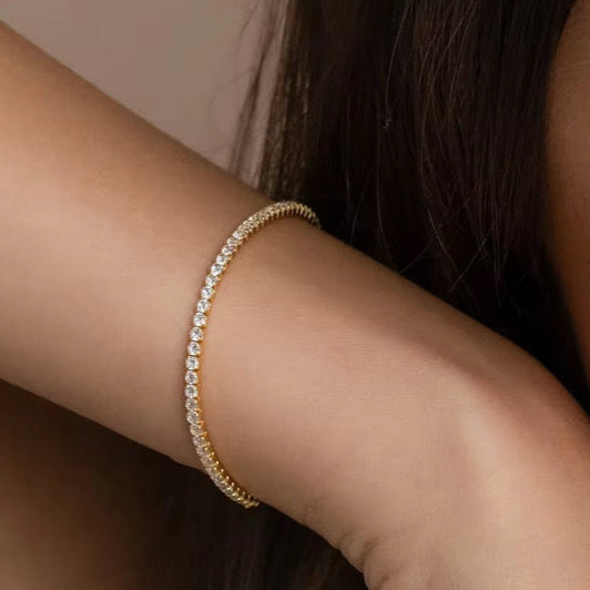 SSFH Golden Radiance – Gold Tennis Bracelet | Stainless Steel | Adjustable Fit Jewelry