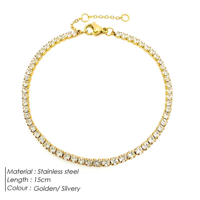 SSFH Golden Radiance – Gold Tennis Bracelet | Stainless Steel | Adjustable Fit Jewelry