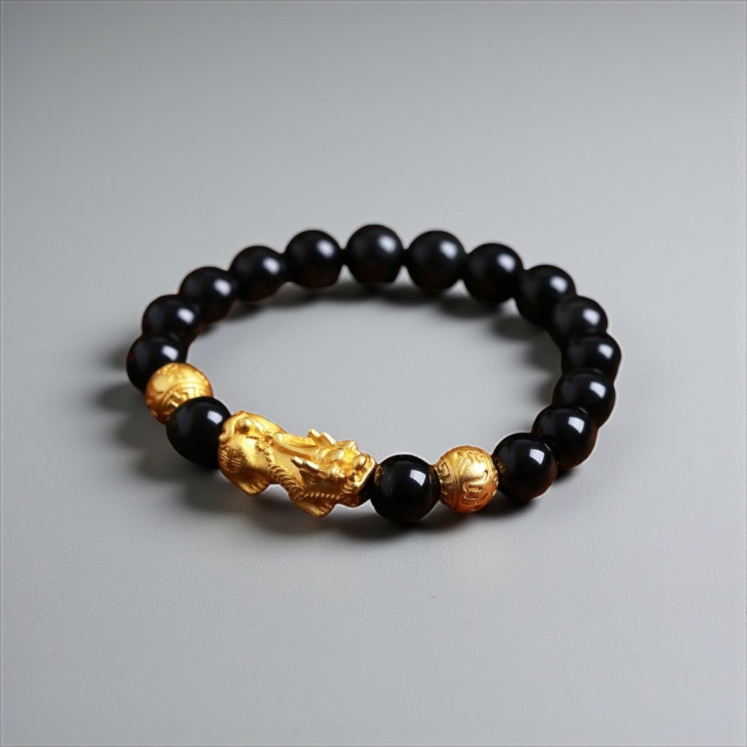 SSFH Golden Fortune – Pi Xiu Wealth Bracelet | Gold-Tone Beads | Women’s Abundance Jewelry