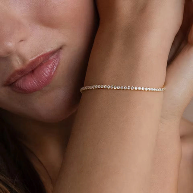 SSFH Golden Radiance – Gold Tennis Bracelet | Stainless Steel | Adjustable Fit Jewelry
