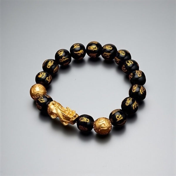 SSFH Golden Fortune – Pi Xiu Wealth Bracelet | Gold-Tone Beads | Women’s Abundance Jewelry