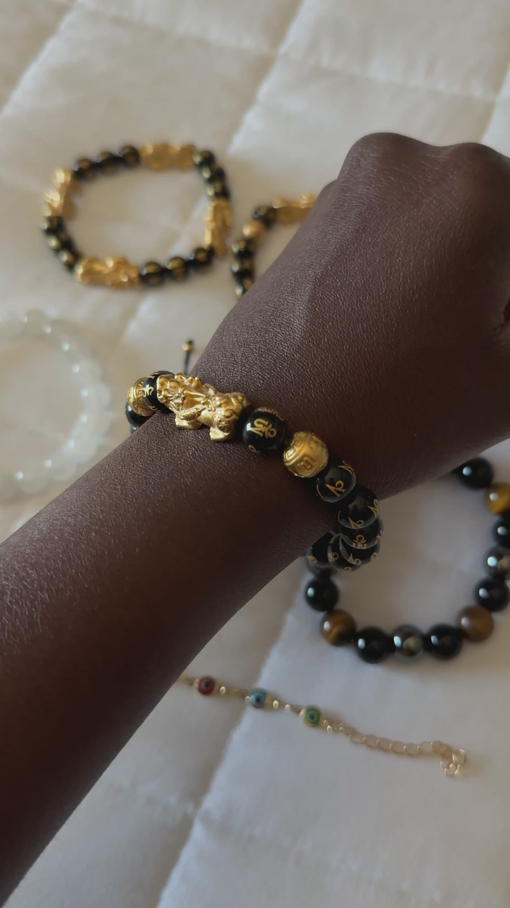 SSFH Golden Fortune – Pi Xiu Wealth Bracelet | Gold-Tone Beads | Women’s Abundance Jewelry